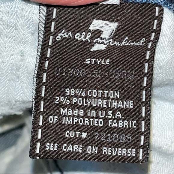 7 for all Mankind "A Pocket”Bootcut blue Jeans Frayed Cuff Flared Cotton size 28 - Picture 2 of 13